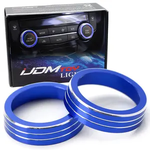 iJDMTOY 2pcs Blue Anodized Aluminum AC Climate Control Turner Ring Covers For 2014-2020 Nissan Rogue (X-Trail)