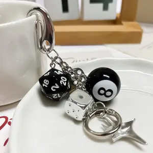 Star Dice Black Eight Ball Pendant Bag Pendant Handmade Diy Pendant Ornaments Retro Keychain Suitable for Car Pendants Bag Pendants Keychain Decorations Cool Style