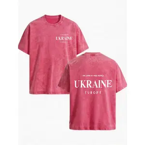 Casual Style 230G Men's Washed Snowflake Oversized T-Shirt Ukraine Europe Text Design for Casual Attire And Travel Gifts for Friends And Family