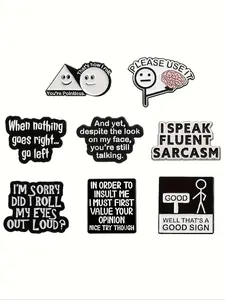 8 Pcs Creative Enamel Drop Set Pins, Funny Matchbox Man Quotes Brooches, Fashion Lapel Badges for Backpacks, Unisex Daily Wear Gift Ideas