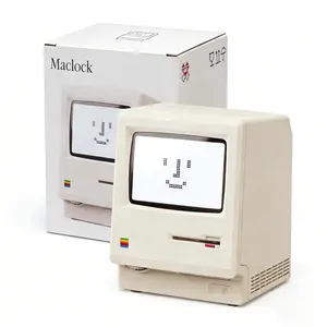 Macintosh Retro Mini Computer Clock Set - 1984 Pixel Aesthetic Desktop Ornament USB Charging Long Battery Life Eco Friendly Design for Tech Enthusiasts Home Decor