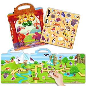 Reusable Sticker Book, 1 Count Animal Pattern Waterproof Sticker, Concentration Development Educational Sticker Book For Boys & Girls