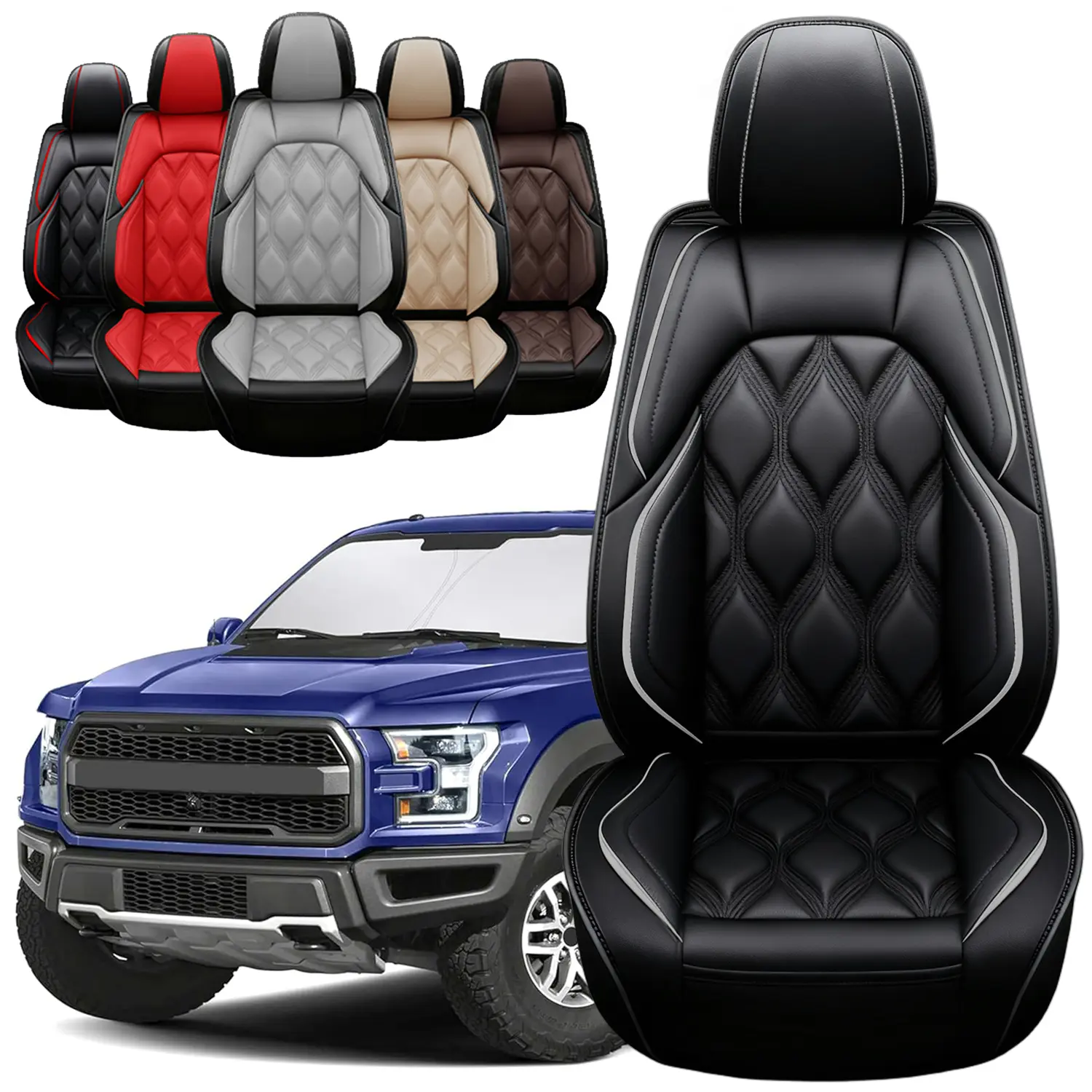 Custom Fit For Ford F-150 2009-2025 2026 Seat Covers, Nappa Leather Seat Protectors Truck Pickup Waterproof Automotive Vehicle Cushion Cover ,Fits for Seat Cover 2017 to 2025 Ford F250 F350 F450
