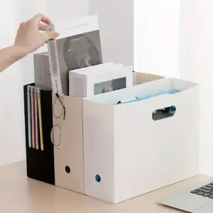 3-Piece Foldable Plastic File Organizer Box, Multiple Compartments with Handle, Durable Paper Storage, Portable Space-Saving Design, Ideal for Scrapbooks, Cards, Diaries