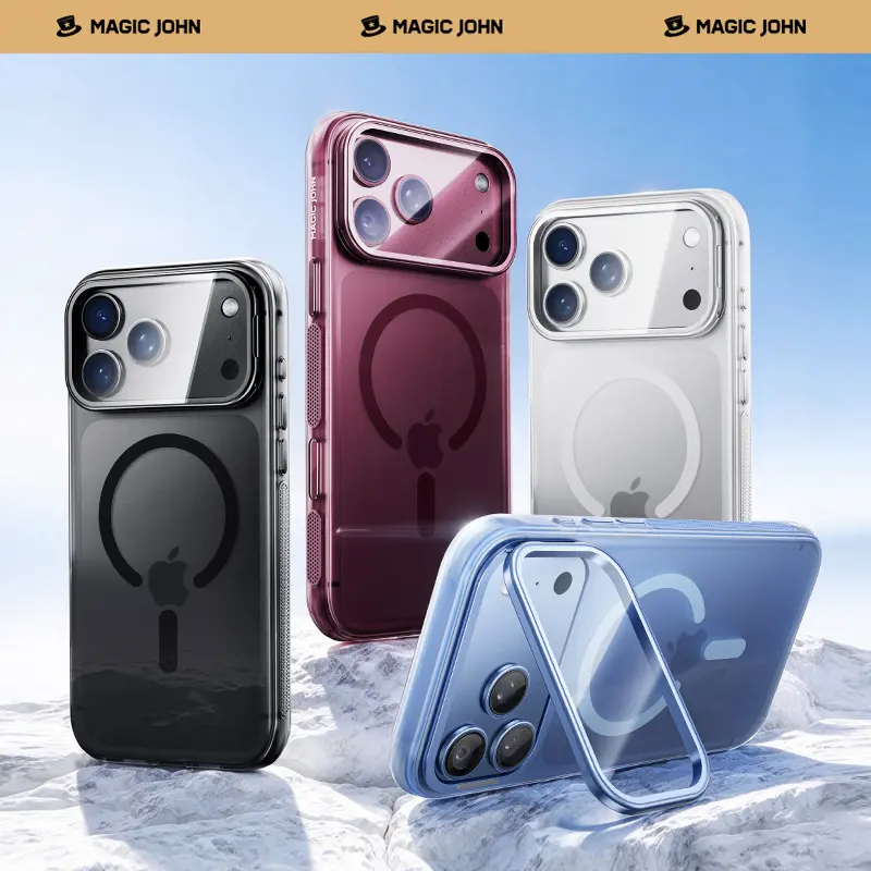 New-MAGIC JOHN Case for iPhone 18 Pro/18 Pro Max/iPhone17 Pro/17Pro Max Magnetic Case with Comfortable Non-Slip Grip, 180° Multi-Angle Camera Stand, MagSafe Compatible, Full Camera Lens & Camera Control Protection, Accessories, Cover