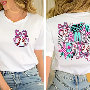 Game Day Baseball Coquette Shirt, Brushstroke Baseball Coquette Shirt, Game Day Checkered Shirt, Baseball Bow Shirt, Baseball Mama Shirt, Game Day Shirt