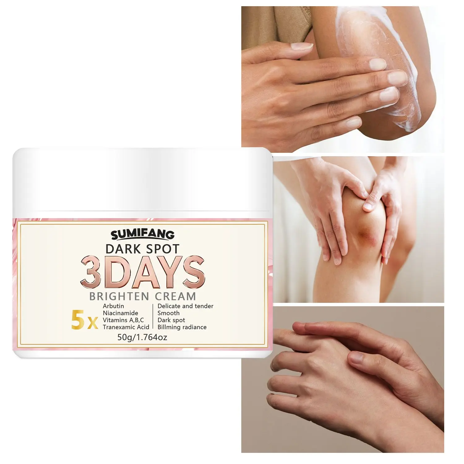 Brightening Hydrating Moisturizing Cream with Kojic Acid and Niacinamide, Improves Skin Tone and Texture, Enhances Barrier Function, 50g, for Elbows, Knees, Hands