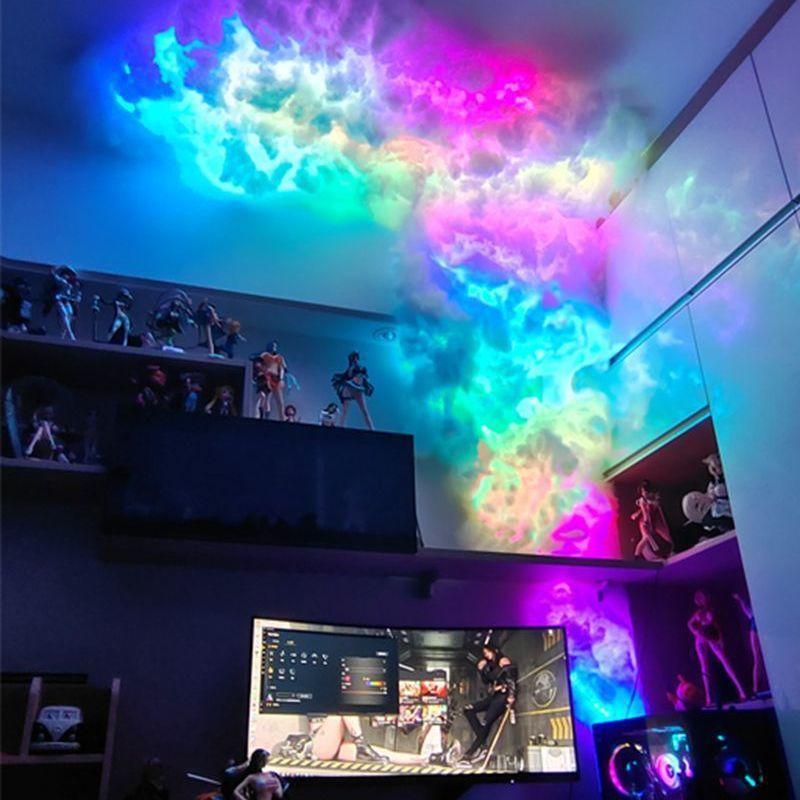 3D Cloud Lights for Esports Room Living Room Bedroom Party Salon Party Christmas Thanksgiving Christmas Eve Decorative Lights with Light Strip Cloud and Adhesive Accessories