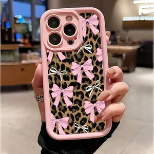 Leopard-print bow pattern Phone Case for Galaxy S25 Ultra iPhone 17 ProMax 16 15 14 13 Pro Thickened Shockproof TPU Phone Case Stylish Unique Daily Use
