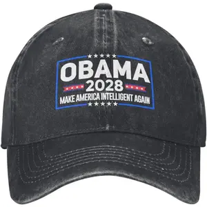 Obama 2028 Baseball Cap - "Make America Smart Again" Design, Lightweight and Breathable Unisex Cap, Black, Adjustable for Outdoor Activities, Adjustable Baseball Cap