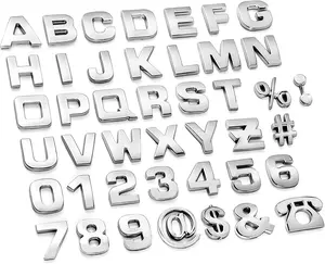 43 count  Emblem Letters Sticker DIY 3D Chrome Number Symbol Badge Decal