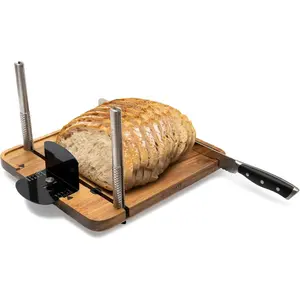 Sourdough & Bread Slicer with Bread Knife – Thickness and Bread Width, Stainless Cutting Guides, Fits Loaves up to 10 Inches, for Round Sourdough & Homemade Bread