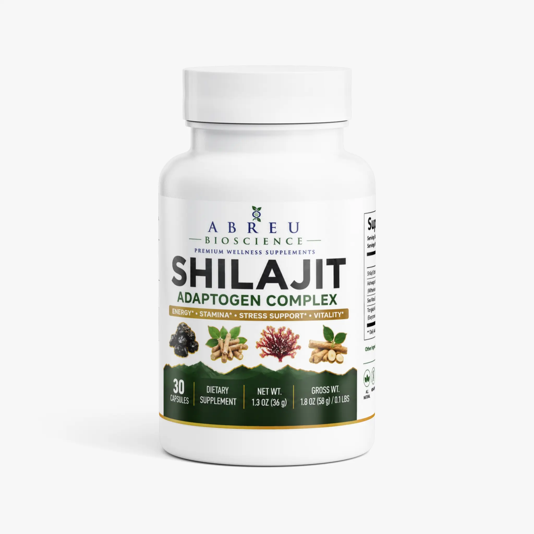 Abreu BioScience Shilajit Adaptogen Dietary Supplement Complex