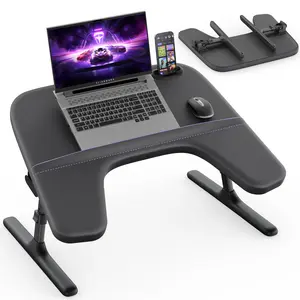 SAIJI Laptop Lap Desk for Bed & Couch, Adjustable Height & Angle Bed Desk with Soft Armrest for Adults, Ergo Curve Folding Bed Table for Working, Reading and Gaming, Laptop Desk for Bed (Black)