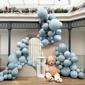 Double Stuffed Dusty Blue Balloons - Complete Slate Blue Balloon Arch Kit With Various Sizes (18In, 12In, 5In) - Perfect For Birthdays, Baby Showers, Gender Reveals, And Neutral Parties