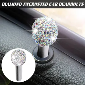 Car door lock cap - Glossy surface, suitable for interior car door locks, no tools required - Suitable for sedans, trucks, SUVs, vans - car decorative accessories, vehicle customization, crystal decoration, diamond inlay, Car Interior Accessory