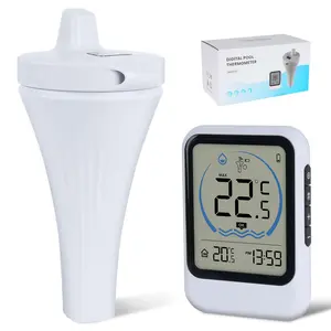 Digital pool thermometer floating easy read ipx8 swimming thermometer wirelesswater temperature with lcd display outdoor floating thermometers for bath pool hot tubs fish tank with 2m rope