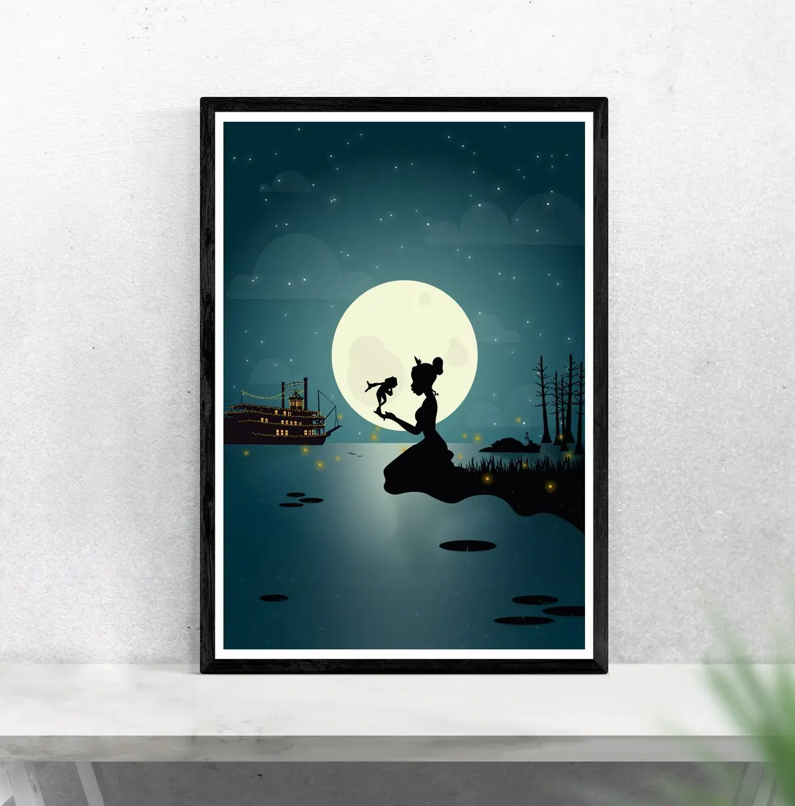 Princess and the Frog Movie Poster, Princess and the Frog Print, Wall Art, Princess Tiana prints, Nursery wall art, minimalist style Unframed