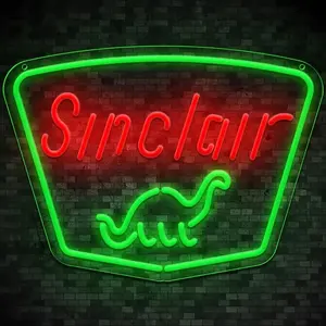 Sinclair Neon Sign – Sinclair Dinosaur Beer Signature , Gasoline-Themed Neon Sign, Ideal for Offices, Hotels, Bars, Cafes, And Men’s Exclusive Spaces. 13.38 by 9.84 inches.