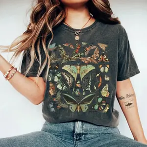 Vintage Butterfly & Moth T-Shirt, Cottagecore Aesthetic Tee, Nature-Inspired Shirt, Gift for Women, Crew Neck, Trending T-shirt