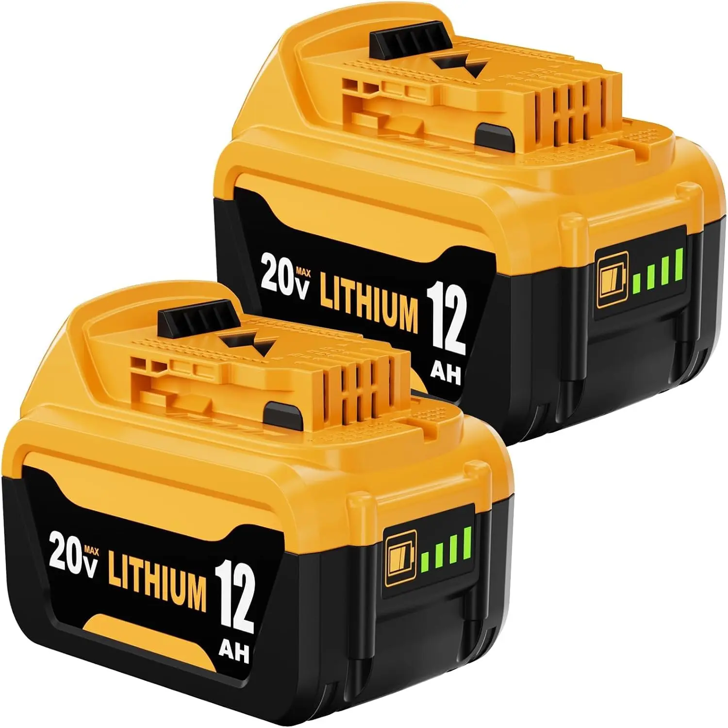 2Pack 12000mAh High Capacity DCB206 Replacement for Dewalt 20V Max Battery | Compatible with Dewalt 20V Battery DCB200 201 203 207 DCD/DCF/DCG Series Power Tools