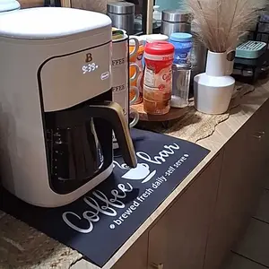 Coffee-Themed Kitchen Mat, 1 Count Non-Slip Kitchen Placemat, Absorbent Coffee Machine Mat, Kitchen Decorative Mat for Coffee Maker and Bowl Rack, Coasters