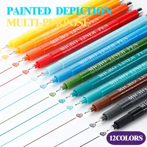 12 Color Waterproof Outline Pen Set, Sketching Drawing Art Supplies, Covering Power, Ideal for Comics Architecture Hand-Drawn Works