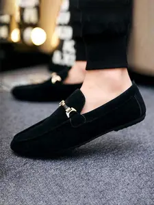 Men's Solid Color Slip-on Loafers, Casual Comfortable Pu Leather Loafers for Daily Wear, Lightweight Breathable Shoes for All Seasons, BoyGiftGift
