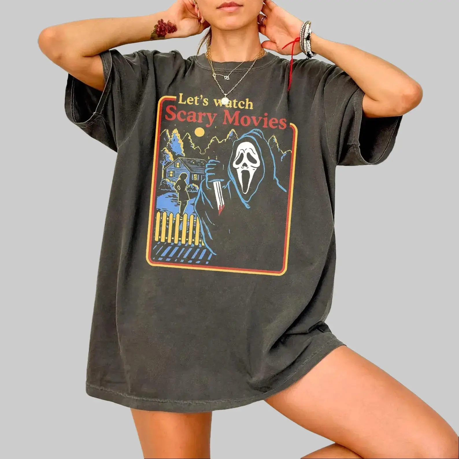 Lets Watch Scary Movie Shirt, Comfort Colors Ghostface Shirt, Halloween Movie Shirt, No You Hang Up Tee, Horror Movie Fan Gift