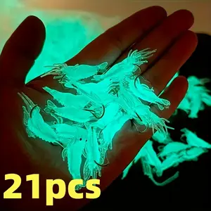 21pcs Glow-in-the-Dark Shrimp Lures | Soft Silicone Bait with Hook for Fresh and Saltwater Fishing, Ideal for Bass, Trout, Pike, and Other Fish