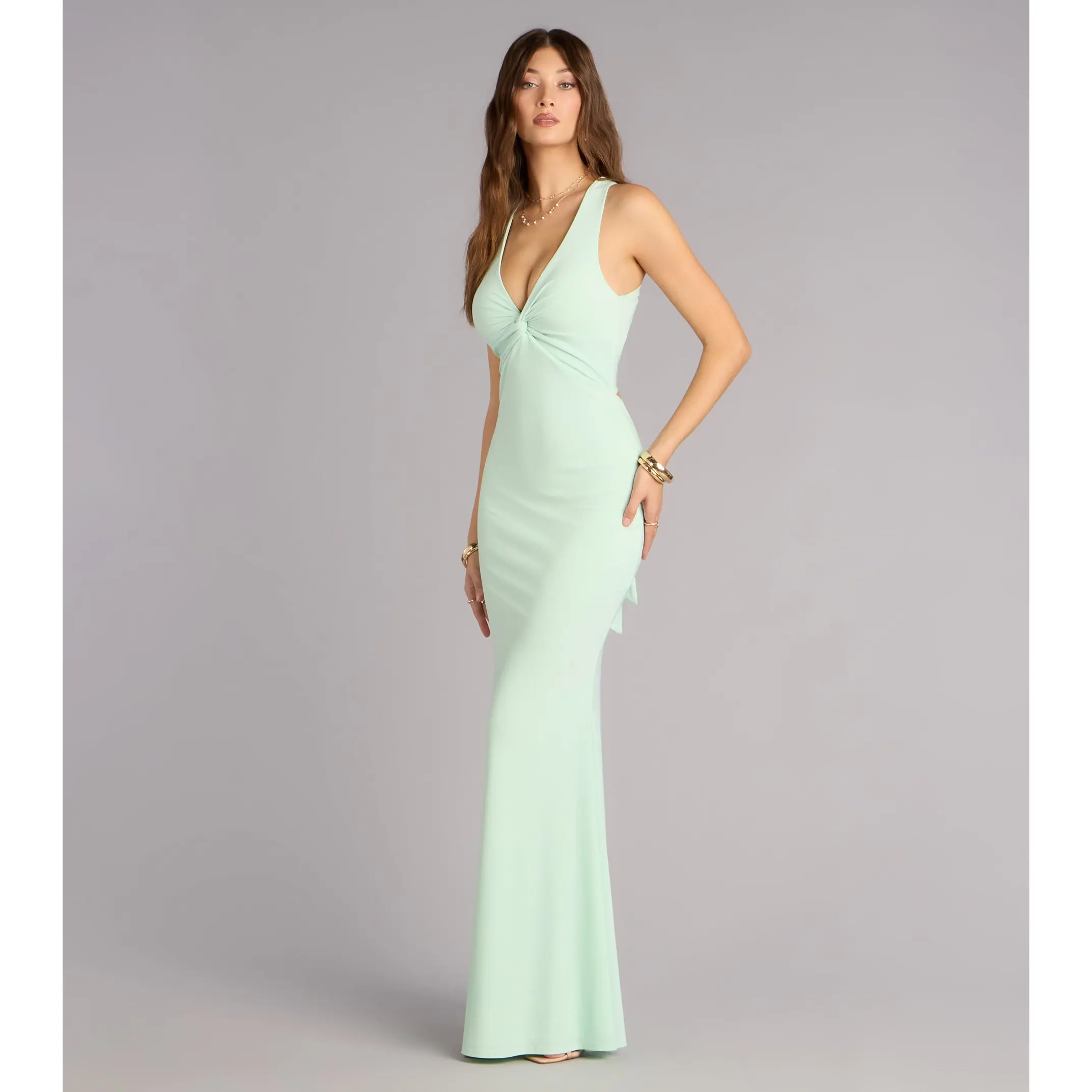 halter neck fishtail maxi dress in ivory Susan Chiffon Halter Maxi Dress - Ivory main image 0