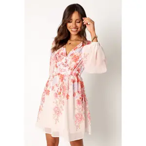 Hattie Long Sleeve Mini Dress - Pink Floral