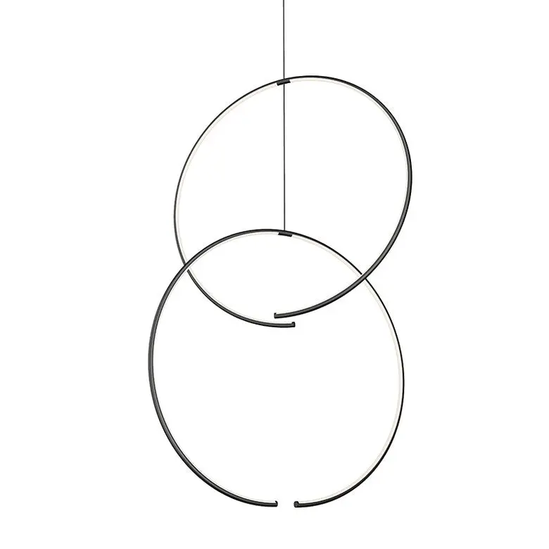 Modern Torc 2-Light LED Chandelier with Unique Offset Arc Design and Deconstructed Style