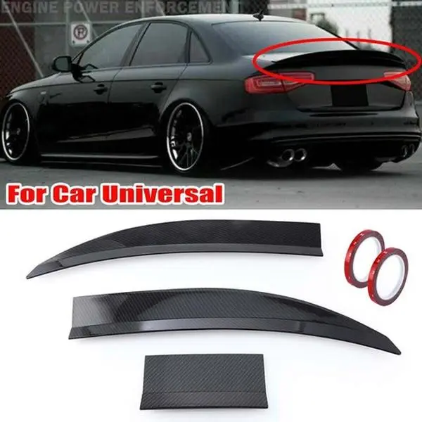 Adjustable Carbon Automotive Car Accessories Rear Trunk Spoiler Lip - Aerodynamic Lightweight Roof Tail Wing with Side Winglets for Universal Car Sedans, Downforce Boost, Improved Aero