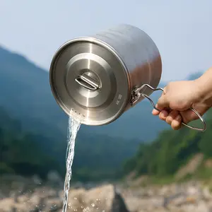 Foldable Camping Pot Cookware 304-Food-Grade Outdoor Camp Cooking Set with Vent holes