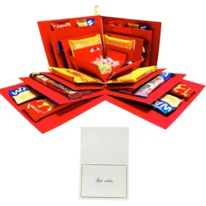 5 Layer  Box, Multi Layered Explosion Photo DIY Box, Creative Surprise Picture  for Important Days and Holidays. (RED)