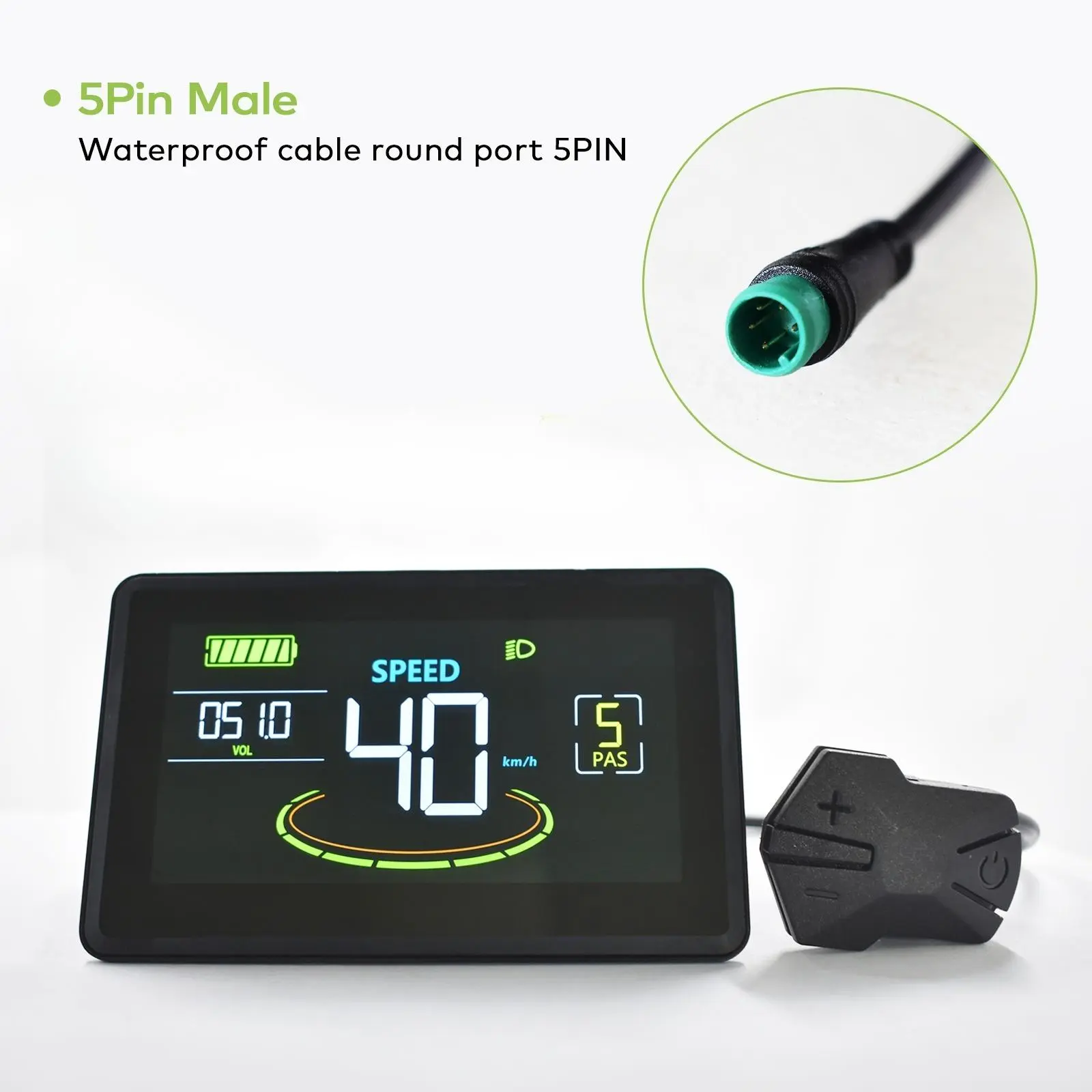 Waterproof H6c 5pin Electric Bicycle Display, Uart 2 Protocol Compatible, Wired Connection Controller, Ideal for E-Bike Accessories, Bike Computer, Bike Parts
