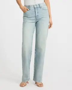 Express High Waisted Light Wash Straight Jeans