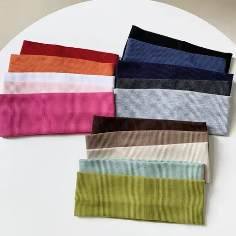 Women's Wide Ribbed Knit Headbands - Solid Color Stretchy Elastic Hair Bands for Yoga, Sports & Daily Wear, Multi-Pack
