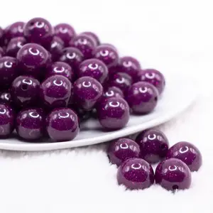 16mm Purple Glitter Sparkle Bubblegum Beads 16mm Purple Glitter Sparkle Bubblegum Beads