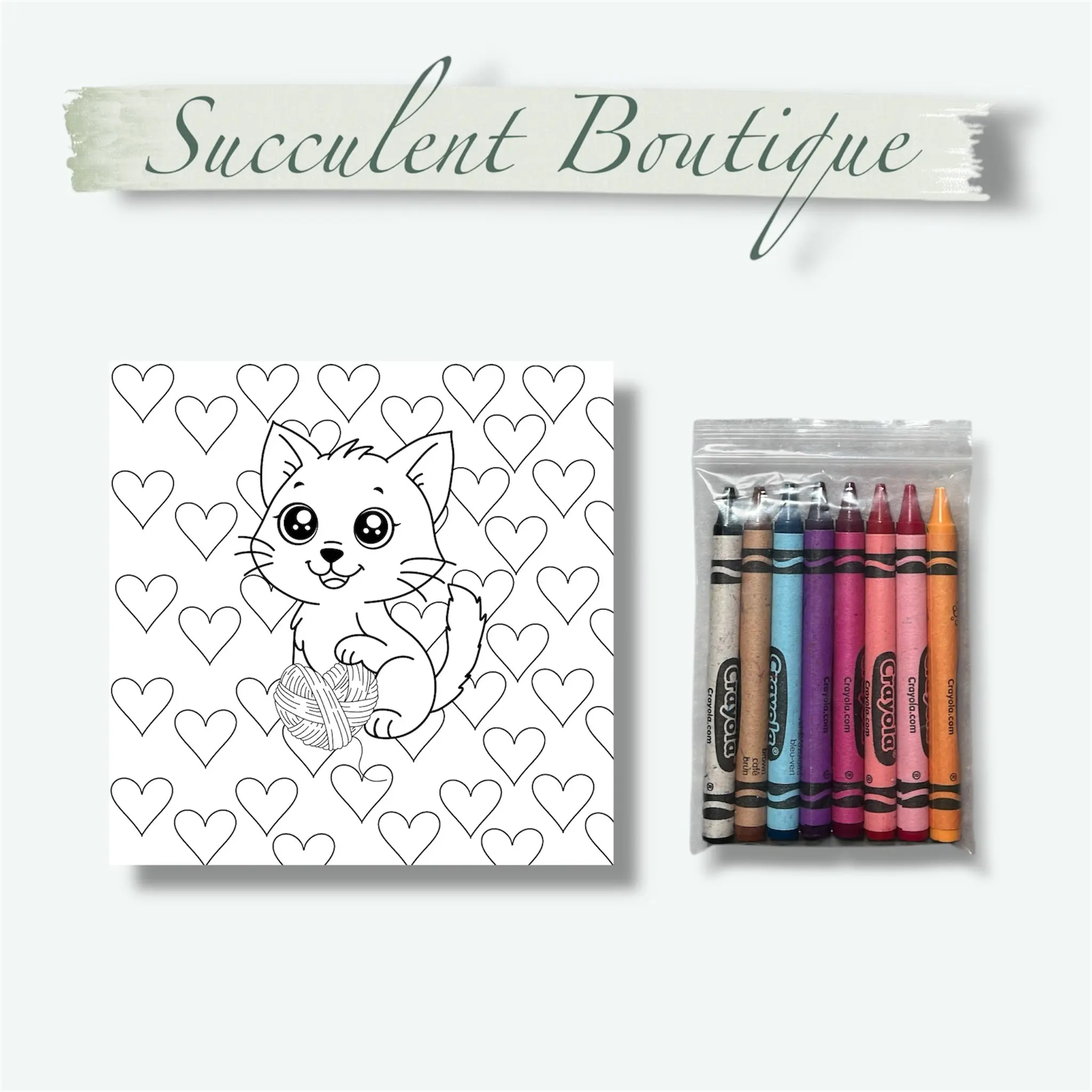Valentines Day Coloring Card With Crayons