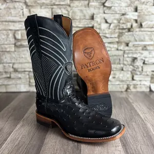 080 Ave Negro Mens Western Boots Made In Mexico Square Toe