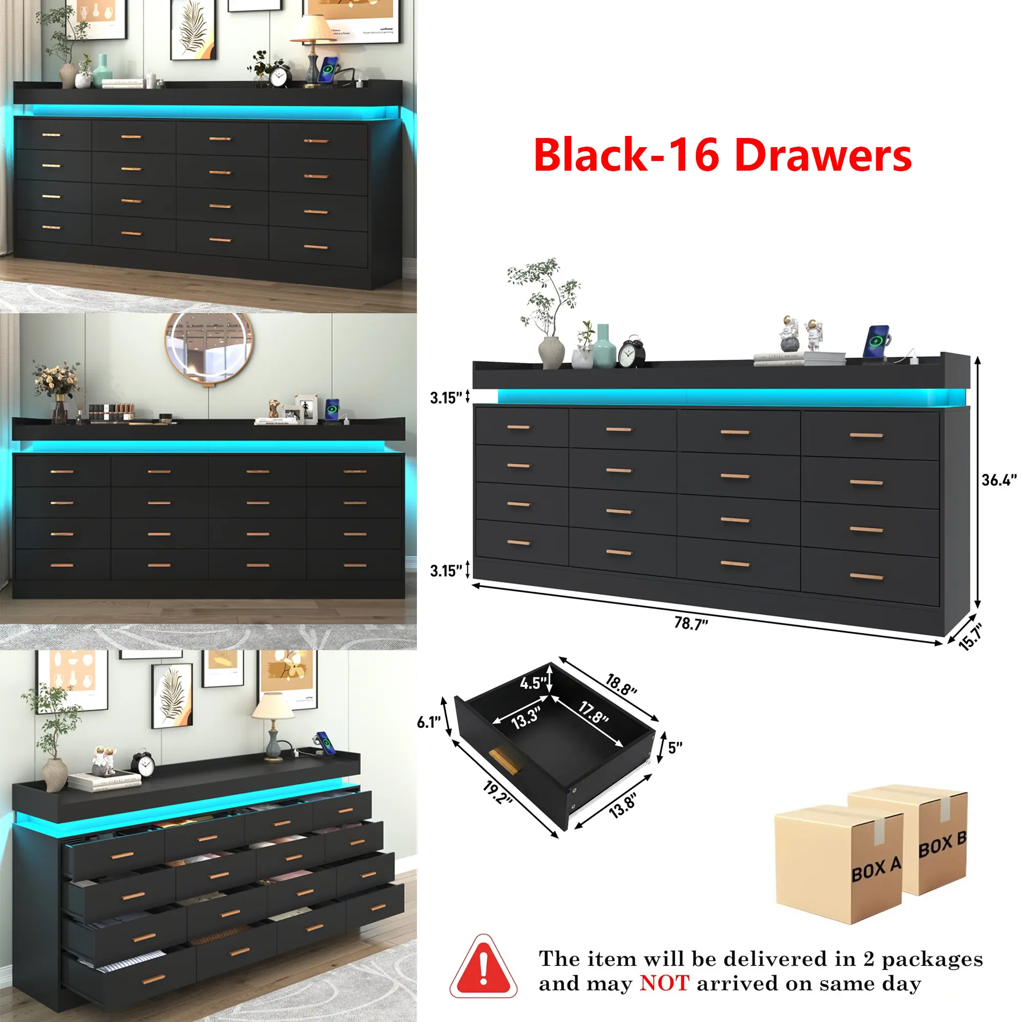 Black-16 Drawers