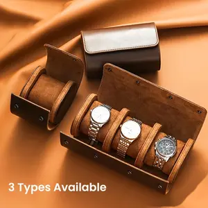 1pc 1/2/3 Slots Retro Watch Storage Box, Travel Watch Display Organizer For Men