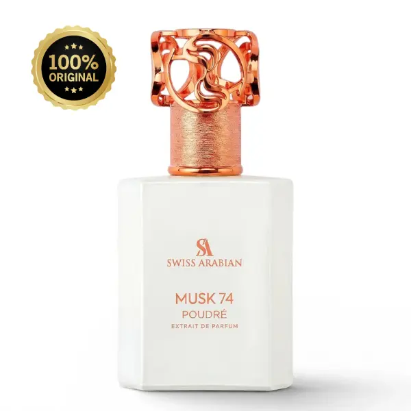 Musk 74 Poudré Swiss Arabian Extrait De Parfum, Smelling Good Floral Liquid Perfume, Layering Perfume, 1.6oz (50ML) Heritage Collection Bottle, Unisex Fragrance