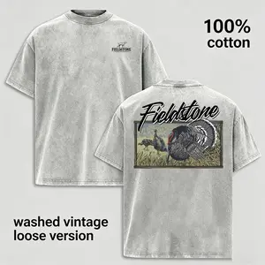 Vintage Turkey Hunting Graphic T Shirt for Men, Washed 100% Cotton Oversized Tee, Wild Turkey Outdoor Hunting Shirt, Retro Country Lifestyle Graphic Tee, Casual Crew Neck Streetwear, Soft Breathable Unisex Gift for Hunters