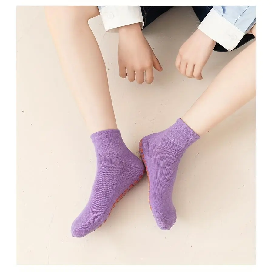 Unisex Anti-Slip Grip Sports Socks (5-Pack), Non-Skid Home Wear Socks for Youth, Ideal for Indoor Trampoline & Yoga Use, Trampoline Socks