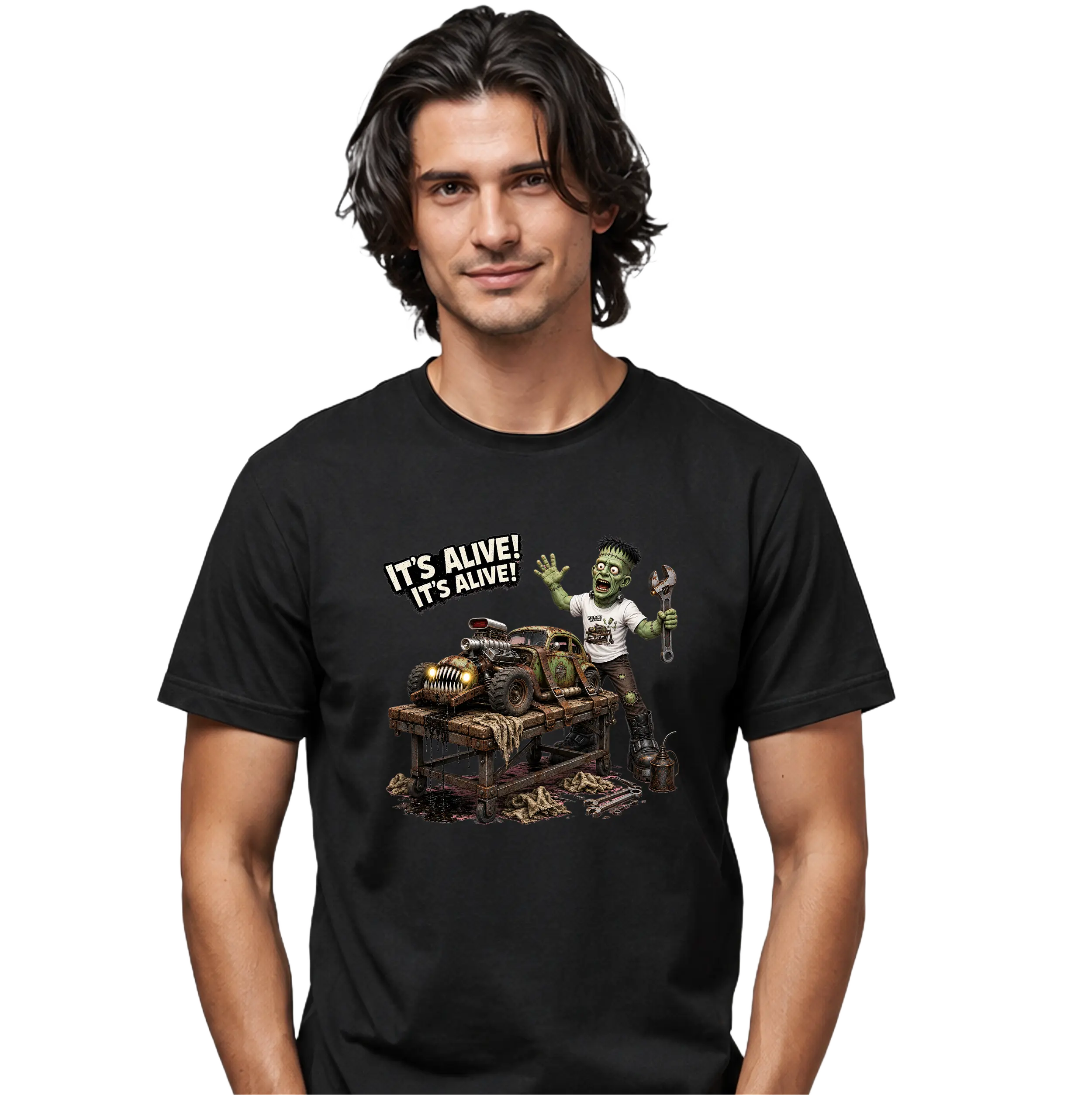Funny Monster Frank Mechanic It's Alive T-Shirt | Horror Monster Tee Crewneck Breathable