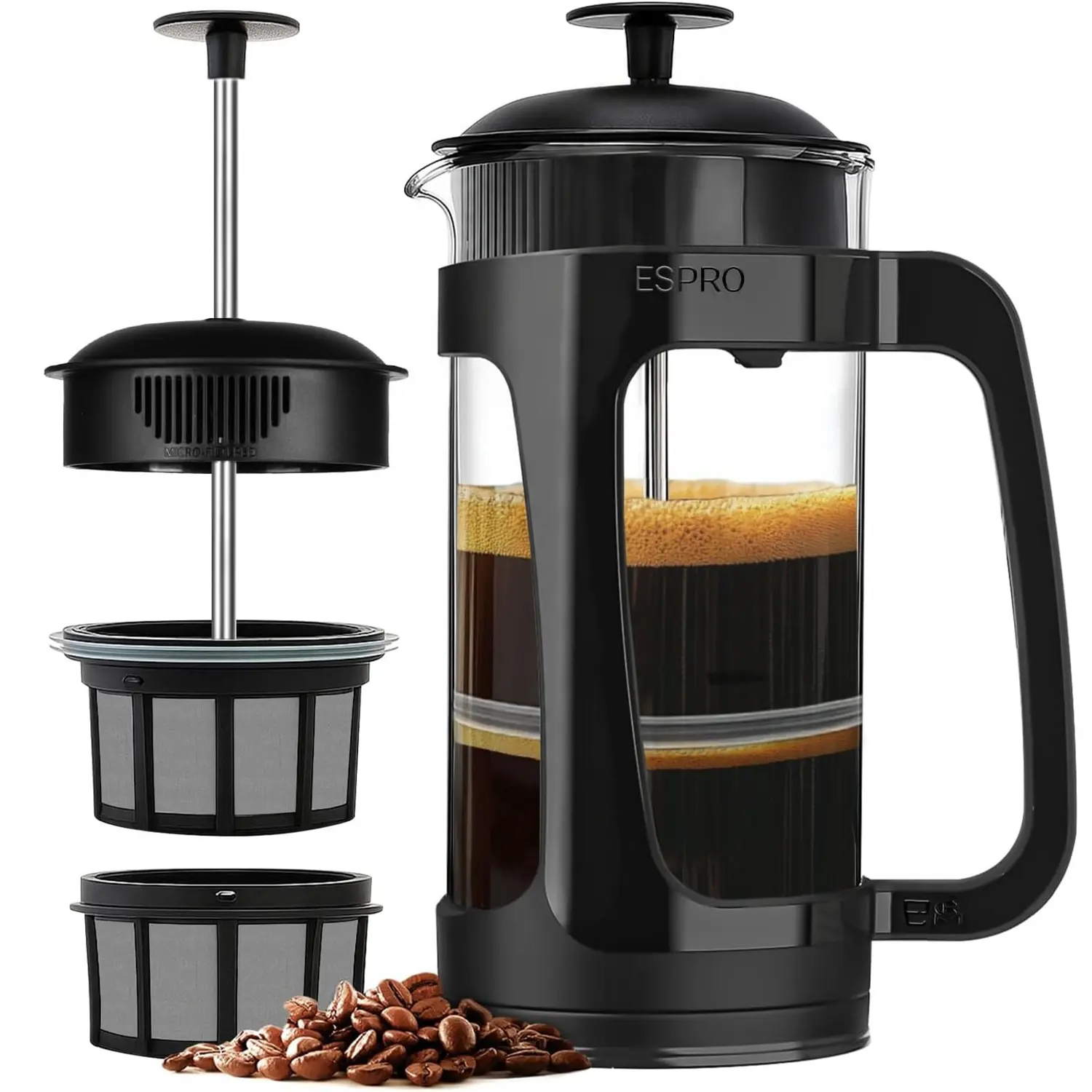 ESPRO Light P3 & P5 French Press Coffee Maker - Glass Carafe Coffee Brewer, 18 oz or 32 oz Sizes