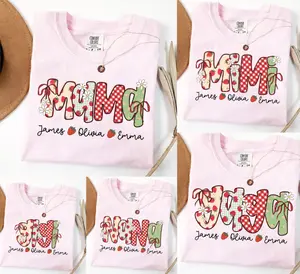Custom Mama, Grandma Shirt with Kids Names, Personalized Mother’s Day Gift for Mom, Cute Strawberry Floral Mama Tee, Custom Name Mom Shirt, Family Matching Outfit, Trendy Mom Life T-Shirt Gift for Her